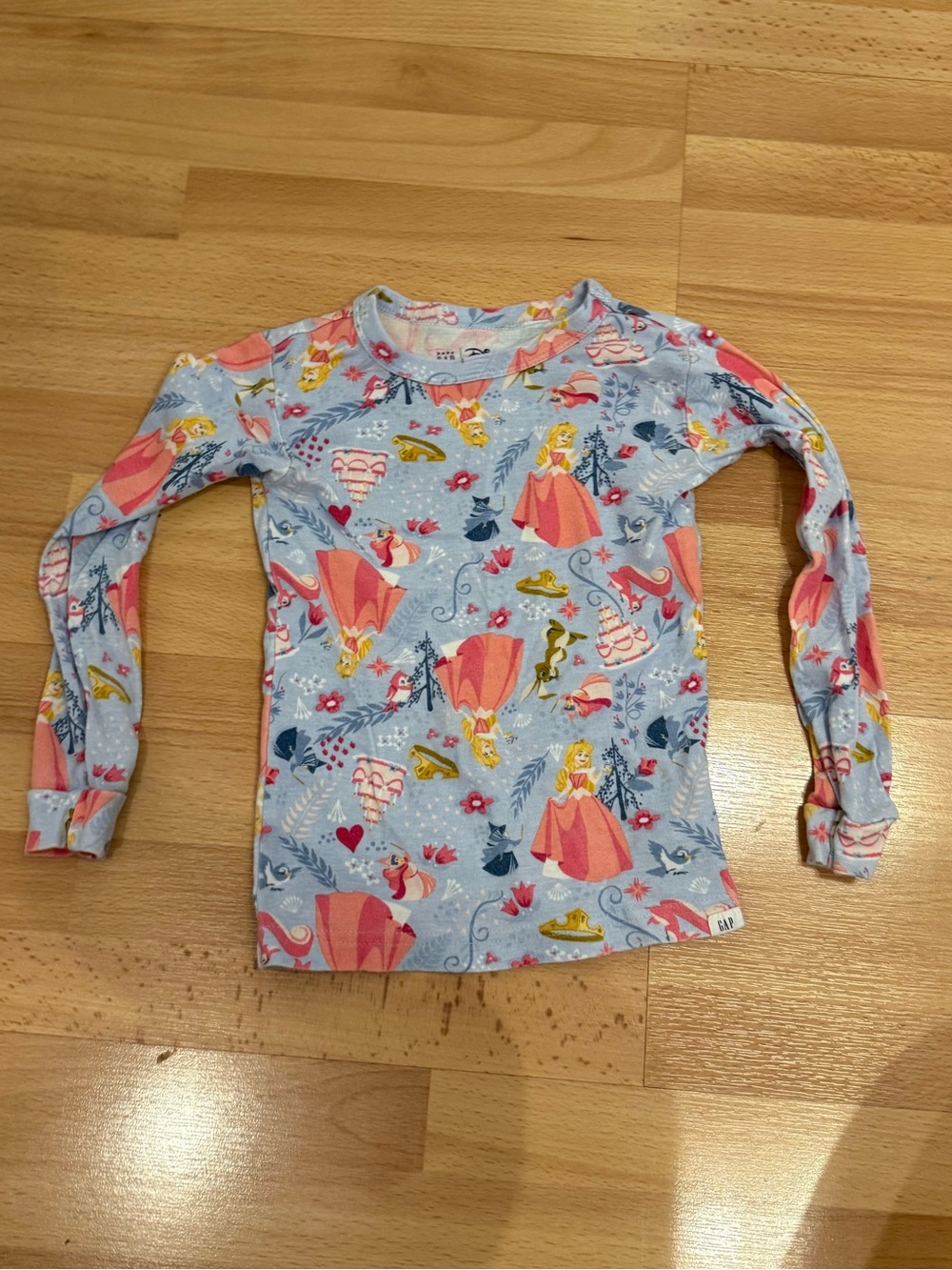 Disney GAP Princess Print Top - Light Blue with Pink and Yellow